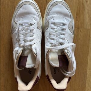 Adidas White and Maroon Sneakers